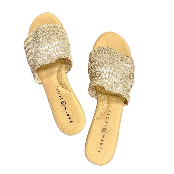 Women’s Karen Scott Gold Slide Sandals with Woven Upper - Size 8.5 - NWOT - Picture 7 of 8